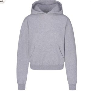 Skims Cotton Fleece Classic Hoodie in Heather Grey Size XXS